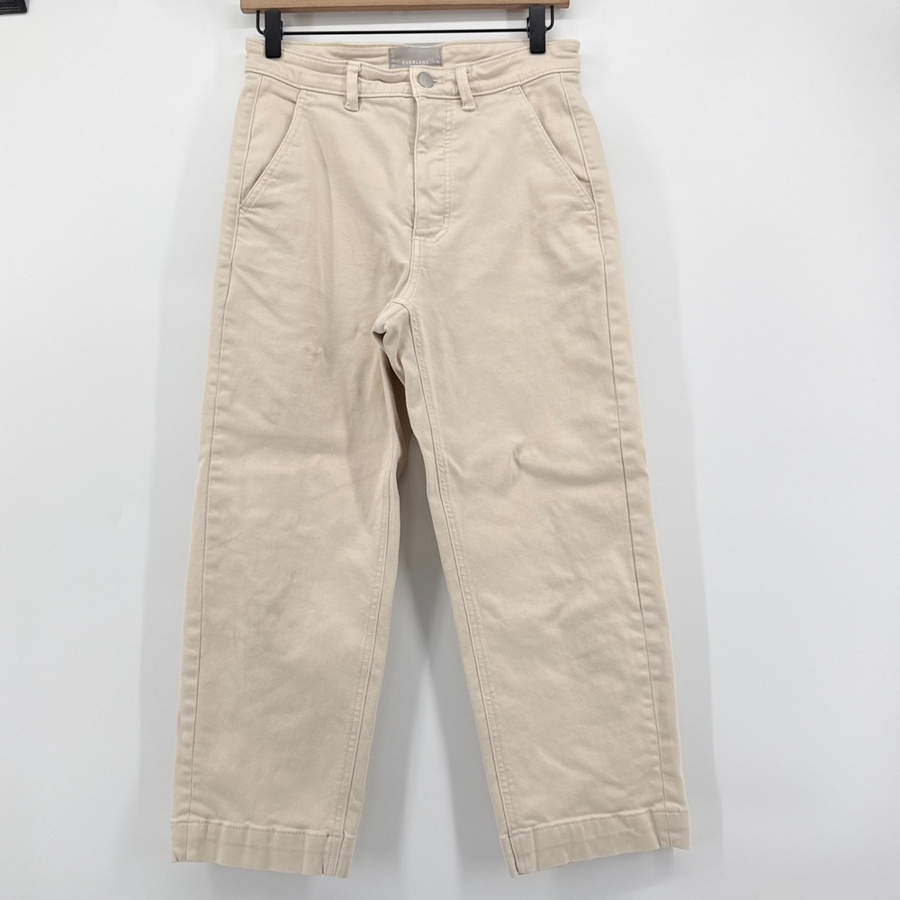 Everlane The Straight Leg Crop Short Pants Bone Off White Women Size 6 High Rise